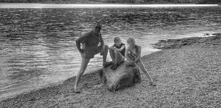 Vic Reeves, wife Nancy Sorrell and children motorhome around the Lakes